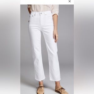 AG Rhett High Waist Straight Crop Distressed Jean, Classic White size 25